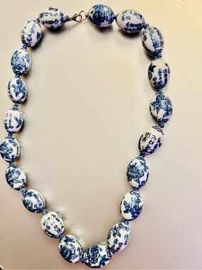 Blue & White Porcelain  Bead Necklace